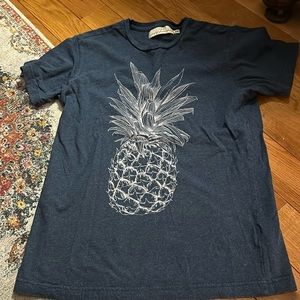 H&M pineapple, blue, and white T-shirt